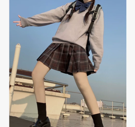 九九家新款原创格群禁欲正统jk百褶裙深格校...