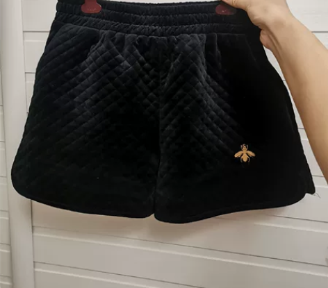 加厚夹棉金丝绒短裤女2022秋冬新款松紧腰...