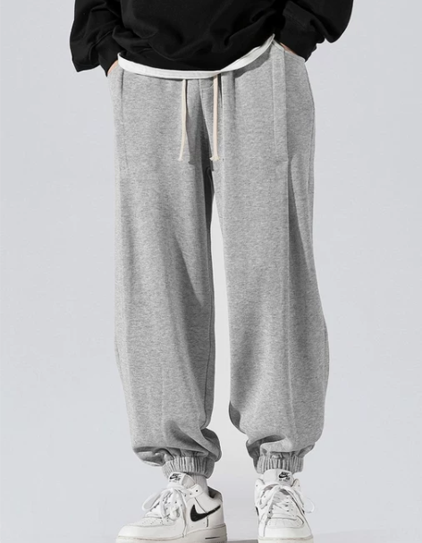 裤加绒 加绒裤子春季男潮流韩版束脚卫裤直筒...