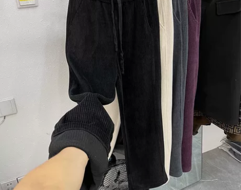 雪尼尔灯芯绒阔腿裤女春秋冬高腰2022新款...