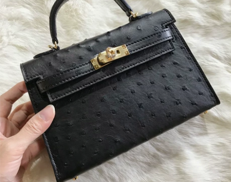 D家美物 超美大气黑色奢华南非进口鸵鸟皮