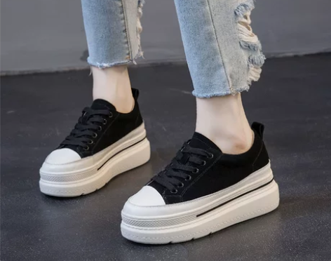 内增高鞋 板鞋内增高真皮松糕厚底小白鞋女2...