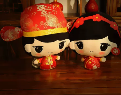 毛绒布艺玩具,婚庆结婚压床布偶娃娃。结婚仪...