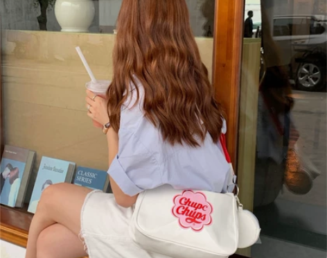 韩版2021新款潮小众学生休闲单肩棒棒糖包...