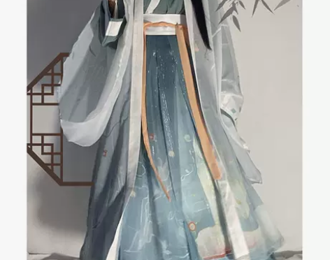 汣渡原创正版汉服女魏晋制齐腰交领一片式穿孔...