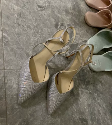 gurl ga vogue银色钻石高跟鞋 ...