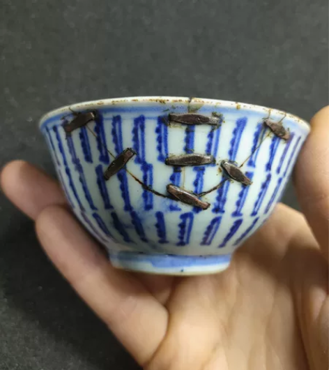 青花寿字压手杯，清康品相如图，保真包老，特...