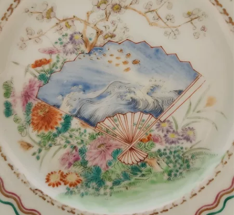 日本回流，明治肥前，深川赏盘。稀少品。全品...