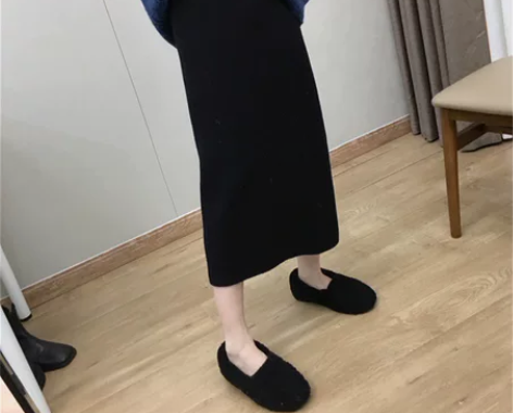 针织裙子女半身裙秋冬天配毛衣开叉包臀裙中长...