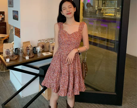 jupe vendue 连衣裙张大奕碎花连...