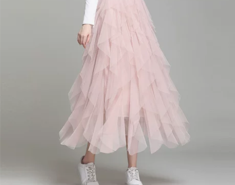 【狂欢价】纱裙女春秋仙女半身裙网纱不规则蛋...