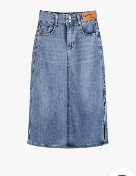 拉夏贝尔2022夏季新款侧开叉牛仔半身裙女