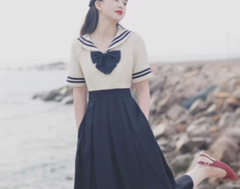 白苏与老男人《山茶文具店》水手海军JK风显...