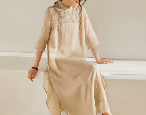 【狂欢价】莎韵诗夏季新款复古中国风棉麻连衣...
