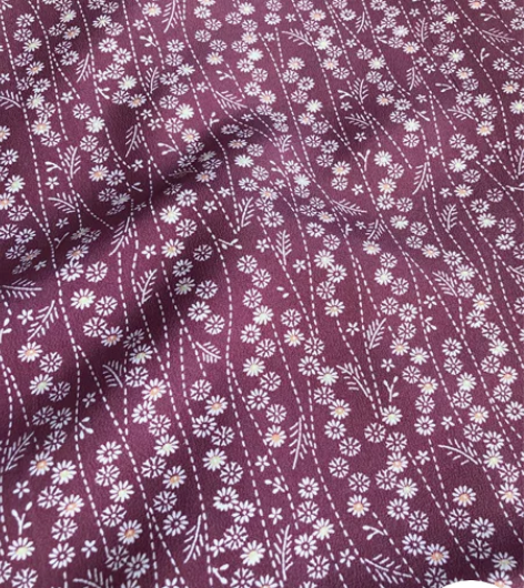 kiya喜屋紫红草花小纹 材质:正绢哑光 ...