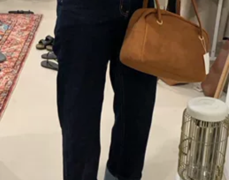 HEYGIRL黑哥 深蓝色复古高腰直筒显瘦...