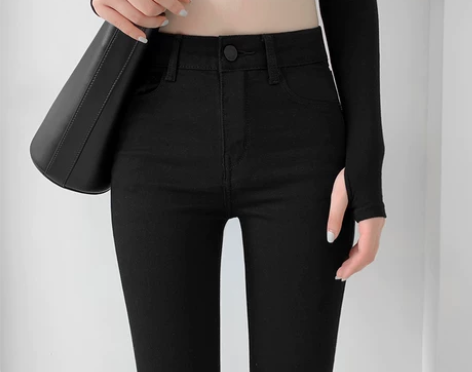 黑色牛仔裤女加绒裤子高腰紧身小脚铅笔裤20...