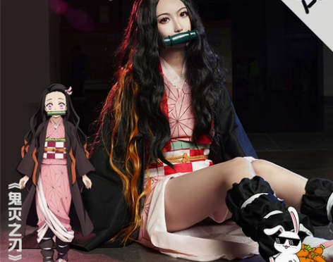 多肉君 鬼灭之刃COS服灶门弥豆子和服萝莉...