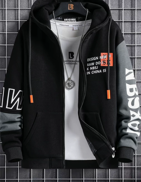 秋季开衫卫衣男潮牌加绒加厚高中学生青少年宽...