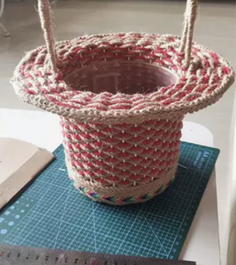 手工麻绳花篮， 感兴趣的话点“我想要”和我...