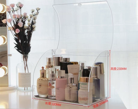 化妆品收纳盒透明防尘护肤品梳妆台化妆盒整理...