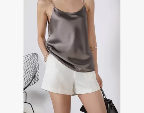 MooeLpom日本三醋酸真丝缎面吊带背心...