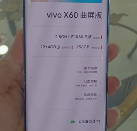 vivox60曲屏版，12+256g屏幕没...