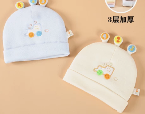 婴儿帽冬纯棉加厚冬季保暖新生儿胎帽0-6月...