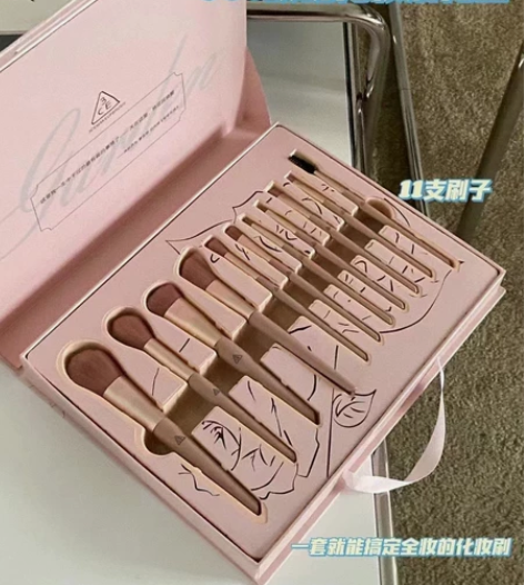 3c玫瑰化妆刷礼盒 11支化妆刷套装柔软粉...