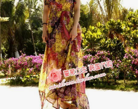 热带雨林繁花似锦~!复古唯美女人抹胸席地沙...