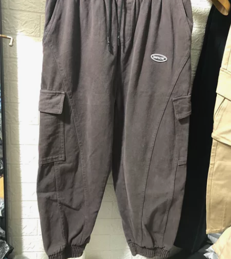 全新潮牌男士加厚宽纯棉松版型9分工装裤深咖...