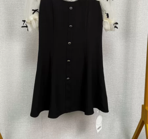 专柜撤柜网纱拼接西装连衣裙蝴蝶结淑女气质设...