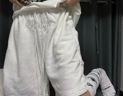 ?国潮牌高街刺绣短裤女夏季宽松休闲五分裤美...