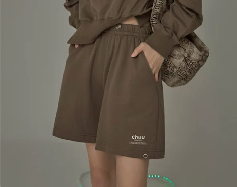 CHUU纯色高腰运动短裤女2021夏新款显...