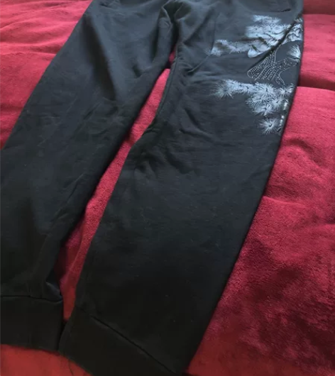 复古vintage纯正中国风图案 黑色长裤...