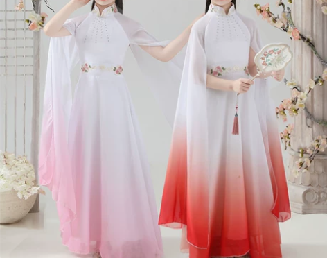 女童超仙汉服中国风女中大童古筝演出服仙女气...