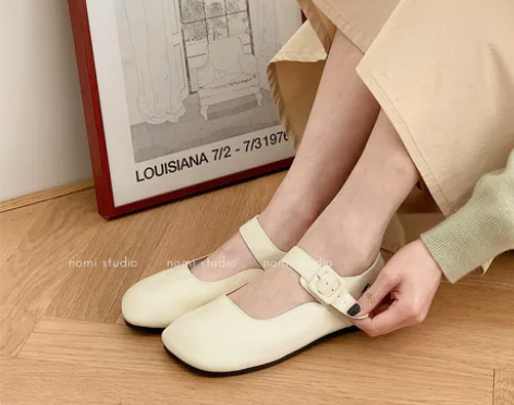 nomi acc |平底鞋女复古百搭单鞋日...