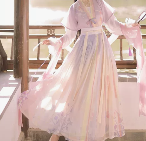 低价出 洛苓唐褙子汉服女圆领短衫褶裙原创齐...