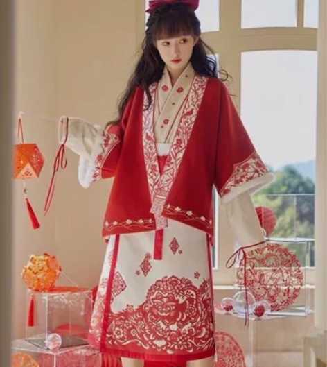七月夕 织祈 改良宋制半臂飞机袖短衫呢子窗...