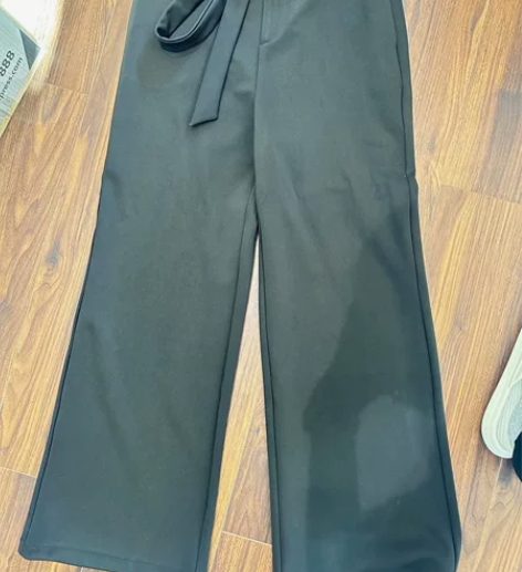 黑色阔腿裤女高腰垂坠感宽松加绒加厚秋冬季新...