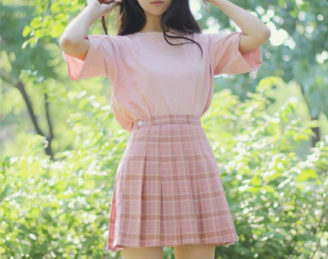 春夏新款学院风格子百褶裙 短裙高腰半身裙女...