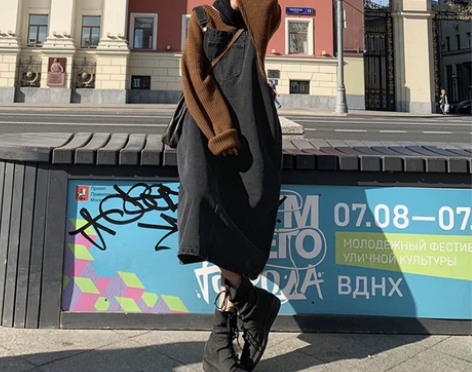 ?秋冬装新款复古百搭宽松a字减龄中长款过膝...