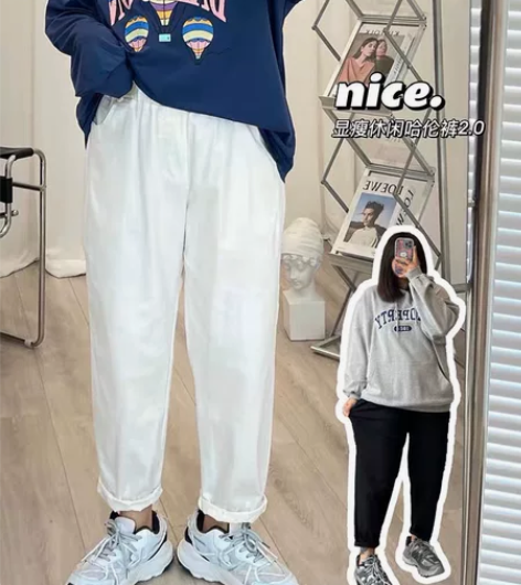 白色休闲裤能穿到160斤 感兴趣的话点“我...