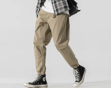 美式高街休闲裤男宽松阔腿百搭束脚裤冬季加厚...