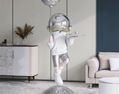 饰品装饰轻奢宇航员客厅大型落地托盘摆件入户...