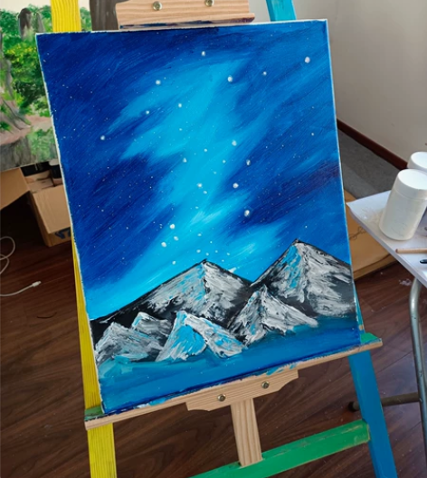 丙烯一幅《极光之恋》作品欣赏 有喜欢的抓紧...