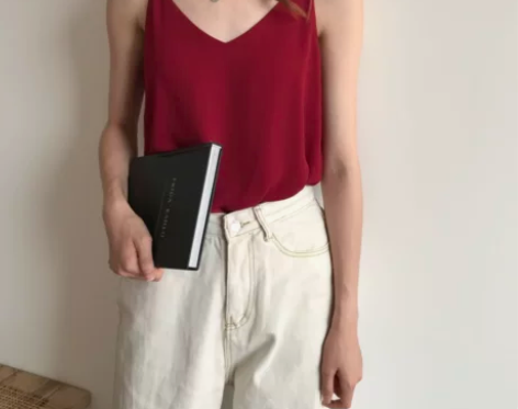 黑色V领无袖雪纺吊带背心女打底内搭宽松外穿...