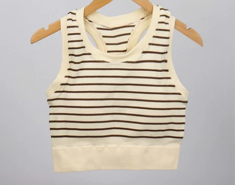 带胸垫内外搭一体修身款运动健身背心女防震百...