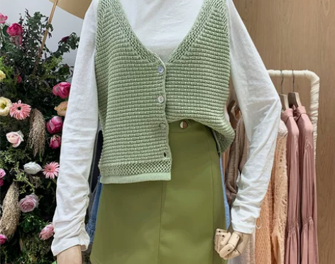 春秋季新款麻花V领无袖针织衫背心女百搭显瘦...