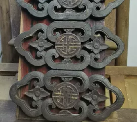清代木雕镂空刻字一套，一共四个，民俗老物件...